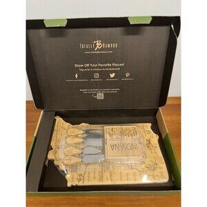 Totally Bamboo Destination Board Indiana Cheese Knife Set w/ Coaster, Board